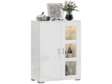 High Gloss Sideboard, Display Cabinet with 16-Colour RGB LED Lights and Remote Control, Modern T3398P377972