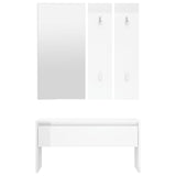 Hallway Furniture Set High Gloss White Engineered Wood 808789