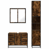 3 Piece Bathroom Furniture Set Smoked Oak Engineered Wood 3301082