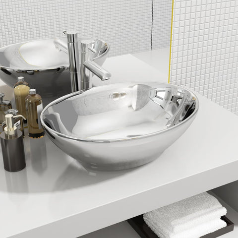 Wash Basin 40x33x13.5 cm Ceramic Silver 143473