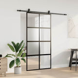 Sliding Door with Hardware Set Black 102.5x205 cm Tempered Glass 3375974