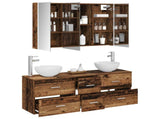 Bathroom Furniture Set 4 pcs Old Wood Engineered Wood and Glass 3406709