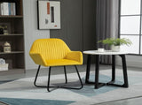 Modern Arm Chair Upholstered Accent Chair with Metal Base for Living Room Yellow T3398P328183