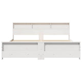 Bed Frame with Shelf White 180 x 200 cm Solid Pine Wood 3394217