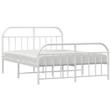 Bed Frame White Powder-Coated Steel Double Bed Frame 353702