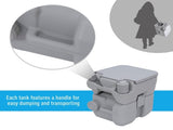 20L Portable Travel Mobile Toilet Outdoor Camping Handle WC with 2 Detachable Tanks & Push-button T3398P348596