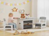 Kids Table and Chair Set, Toddler Table and 2 Chairs Set with 6 Removable Drawers, for Boys Girls T3398P422135