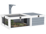 Wooden Tortoise Enclosure, Tortoise House w/ Lamp Holder, for Outdoor, Indoor, Light Grey T3398P350010