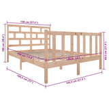3101328 Bed Frame without Mattress Solid Wood 140x190 cm