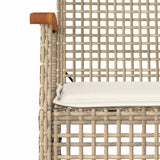 3 Piece Garden Dining Set with Cushions Beige Poly Rattan 3213584
