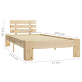 Bed Frame without Mattress Solid Pine Wood 90x200 cm 283160