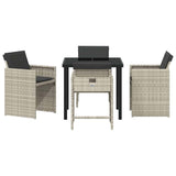 Garden Dining Set with Cushion 5 pcs Light Grey Poly Rattan 3379992