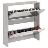 Shoe Cabinet with Mirror 2-Layer Concrete Grey 63x17x67 cm 342630
