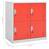 Locker Cabinets 5 pcs Light Grey and Red 90x45x92.5 cm Steel 3095229