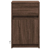 Bedside Cabinet with LED Lights Brown Oak Engineered Wood 852010