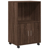 Rolling Cabinet Brown Oak 55x40x91 cm Engineered Wood 853188