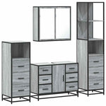 ZNTS 4 Piece Bathroom Furniture Set Grey Sonoma Engineered Wood 3301263