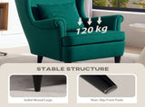 Modern Accent Chair, Upholstered Wingback Armchair with High Backrest and Pillow, Velvet-Feel Fabric T3398P377887