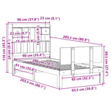 ZNTS Bookcase Bed without Mattress 90x200cm Solid Wood Pine 3322686