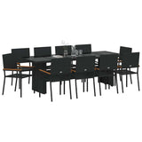 Garden Dining Set 11 pcs Black Poly Rattan 3365417
