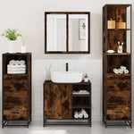 ZNTS 4 Piece Bathroom Furniture Set Smoked Oak Engineered Wood 3301267