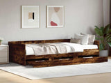 Bed Frame with Storage Smoked Oak 80 x 200 cm Engineered Wood 3429631