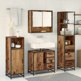 Bathroom Furniture Set with Door 3 pcs Old Wood Engineered Wood 3402521