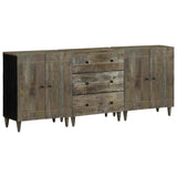 3 Piece Sideboards Light Grey 60x33.5x75 cm Solid Wood Mango 3310017