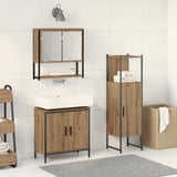 Bathroom Furniture Set with Shelf 3 pcs Brown Engineered wood 3334368