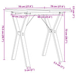 ZNTS Dining Table Y-Frame 70x70x75.5 cm Solid Wood Pine and Steel 3282781