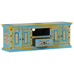 TV Cabinet Blue 110x30x40 cm Solid Wood Mango 353908