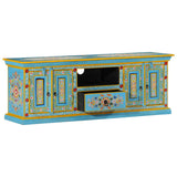 TV Cabinet Blue 110x30x40 cm Solid Wood Mango 353908