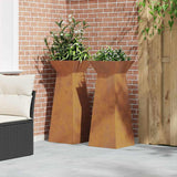 Pillar Planter 2 pcs Silver 40 x 40 x 100 cm Weathering Steel 873865
