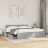 Bed Frame with Headboard without Mattress Concrete Grey 180x200 cm Super King 3295544
