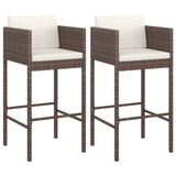 Bar Stool Set of 2 Brown Poly rattan, powder-coated steel 316672