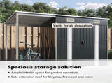 Garden Shed with Extended Roof Anthracite 277x107x181 cm Steel 364526