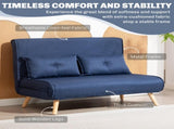 Two-Seater Linen-Look Sofa Bed - Dark Blue T3398P377860