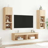 6 Piece TV Wall Units with LED Sonoma Oak Engineered Wood 3216617
