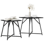 ZNTS Side Table Set of 2 - Black Oak Engineered Wood and Metal 869726