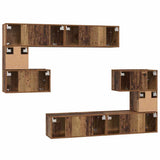 TV Cabinet Set Wall-mounted 8 pcs Old Wood Engineered Wood 3393216