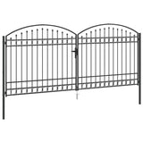 Fence Gate with Lock Grey 401 x 224.5 cm Steel 42008944