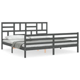 Bed Frame without Mattress Grey 200x200 cm Solid Wood 3194918