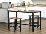 120x60cm Bar Table Set, Breakfast Table with 2 Stools, 3-Piece Counter Height Dining Table & Chairs T3398P342288