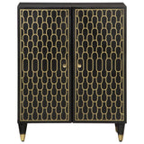 Side Cabinet Black Solid Mango Wood Standard Cabinet 358322