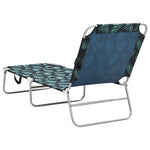 ZNTS Folding Sun Lounger Steel and Fabric Leaves Print 310331