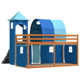 Bunk Bed without Mattress with Slide and Curtains Blue 90x200 cm 3284168