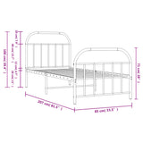 Metal Bed Frame without Mattress with Footboard White 80x200cm 353693