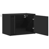 Wall-mounted Bedside Cabinets with LED Lights 2 pcs Black 852092