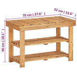 45930 Shoe Rack 70x32x46 cm Solid Acacia Wood