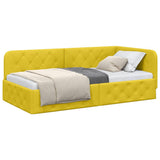 Corner Bed Frame with Headboard Yellow 100 x 200 cm Velvet 42016549
